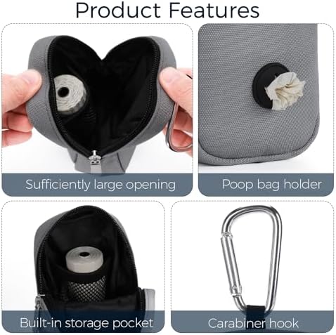 Dog Treat Pouch with Clip, Treat Pouches for Pet Training, Small Dog Treat Container Treat Bag for Leash, Waterproof Dog Treat Bag, Hands-free Training Pouch