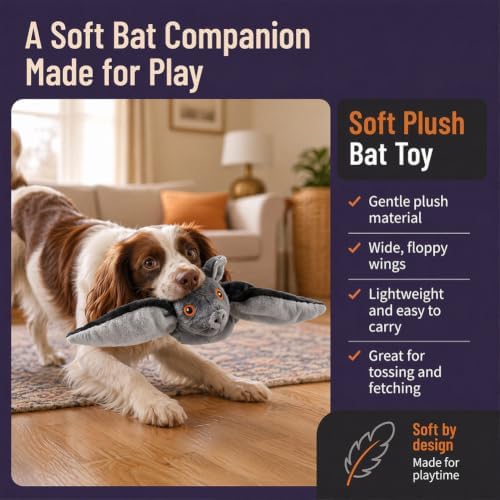 Flying Bat Dog Toy, Flapping Bat Dog Toy with Chirping Sounds, Interactive Rechargeable Flap Bat Toy for Dogs Cats, Hanging & Wand Play, 3PCS