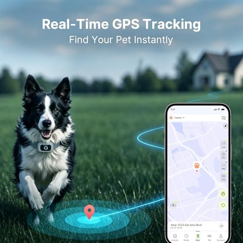 ABBIDOT GPS Dog Tracker - Activity Monitor, 3-Mode LED Light, Location History, Real Time Tracking, Precision Live Pet Tracker, Waterproof, Rechargeable, APP Support, GPS Tracker for Dogs