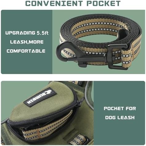 No Pull Dog Harness for Medium Dogs, Adjustable No Choke Pet Vest with Dog Leash Fit Smart Reflective Pet Walking Harness for Training Easy Control Soft Handle Green M
