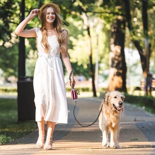 Dog Poop Bag Holder for Leashes and Treat Holder with 2 Waterproof Pouches | Poop Bag Dispenser for Pet Waste Bags and Walking Accessories + 1 Free Roll
