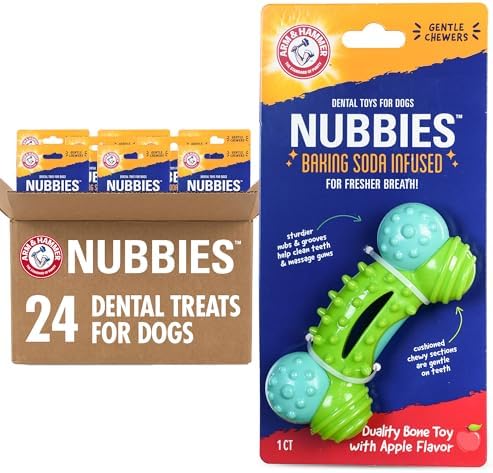 Arm & Hammer Nubbies Duality Bone Dental Dog Chew Toy, Apple Flavor, 24-Pk