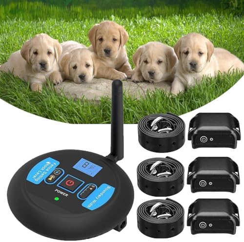 Wireless Dog Fence, Rechargeable Waterproof Shock Collar - Electric Pet Fence for Stubborn Dogs - Safe Effective No Randomly Over Correction - Boundary Fence System for All Dogs,for3dogs