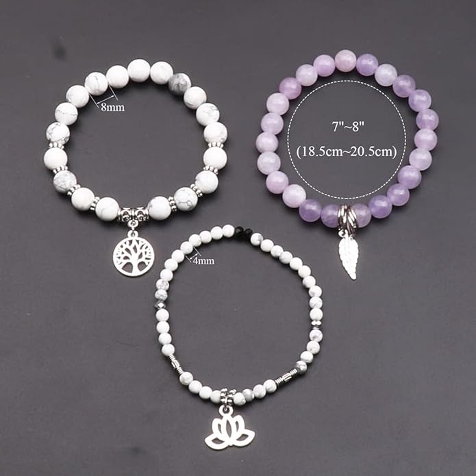 UEUC Tree of Life Yoga Healing Stone Bracelets,Multilayer Lotus Chakra Stone Reiki Bracelet Sets,Anxiety Crystal Natural Stone,for Women Stress Relief