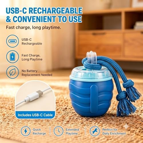 Interactive Dog Toys, Interactive Dog Ball for Medium/Large Dogs, Automatic Moving Dogs Toy Wicked Ball for Boredom(Blue)