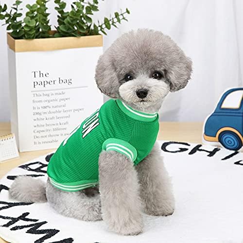 Dog Clothes Basketball Mesh Breathable T-Shirt,Pet Clothes Puppy Sportswear Spring/Summer Fashion Dog Shirt. (Green, Medium)