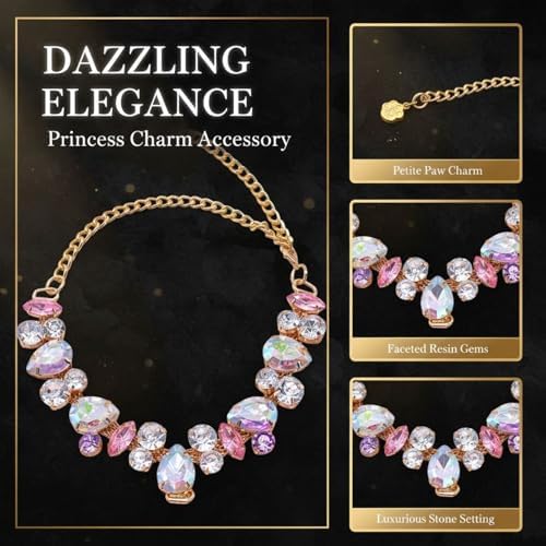 Pet Collar, Multicolor Resin Dog Collar for Small Medium Cats, Adjustable Gold Chain Necklace, Elegant Charm Accessory for Wedding, Birthday, Photoshoots