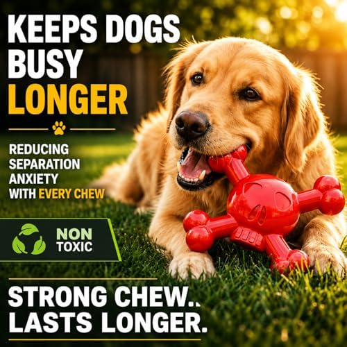 Dog Chew Toy for Small & Medium Dogs – Durable Nylon Dog Toy for Aggressive Chewers, Interactive Dog Toy to Keep Dogs Busy, Multi-Angle Chewing Design for Boredom Relief, Red, Milk Flavor