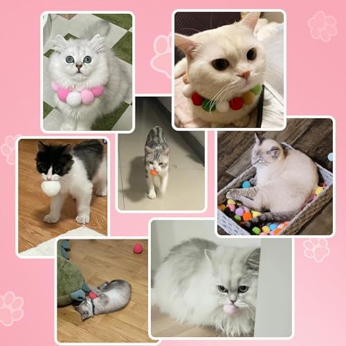Soft Pom Pom Cat Toys - Plush Interactive Balls for Kittens & Indoor Cats, DIY Craft Decorations - Multi-Purpose Play, Training & Sensory Enrichment (1.6inches 55pcs)