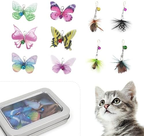 SONGWAY Cat Toy Wand Replacement - 10 Pieces Insect Butterfly Cat Toys, Cat Feather Toy Refills, Cat Teaser Wand Attachments, Interactive Cat Toys for Indoor Cats