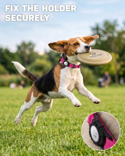 Padded Dog Collar with Waterproof Holder Compatible with Airtag