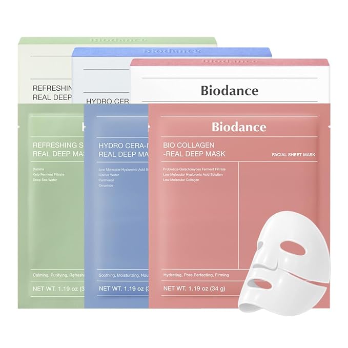 BIODANCE Total Solution Trio: Bio Collagen & Ceramide Panthenol & Sea Kelp Real Deep Mask Set, Firming, Hydrating, Claming Kit, Korean Skin Care, Valentines Day Gifts for Her, Skin Care Set