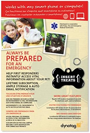 Dynotag® Web Enabled Super Pet ID Smart Tag with DynoIQ™ & Lifetime Recovery Service. Play Series: Bone (Insert Treats)