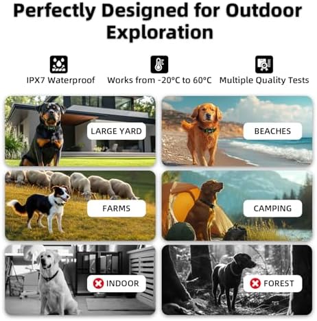 AEZ Smart Dog Collar, GPS Dog Tracker, Wireless Dog Fence System, GPS Fence Collar for Dogs with Beep Vibration Alert Modes, Radius 25-999 Yards for Over 15lbs Dogs, IPX7 Waterproof