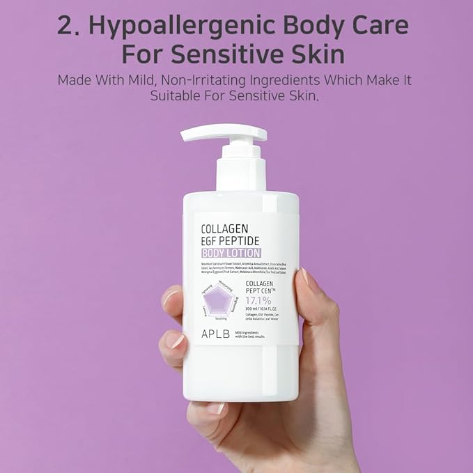 APLB Collagen EGF Peptide Body Lotion | COLLAGEN PEPT CEN™ 17.1% 10.14 FL.OZ/Korean Skincare, Elasticity care, Long lasting moisturizing, Revitalize for gentle and improve skin texture