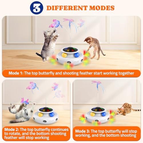 Pawtners Cat Toys, Automatic Interactive Kitten Toys for Indoor Cats, White