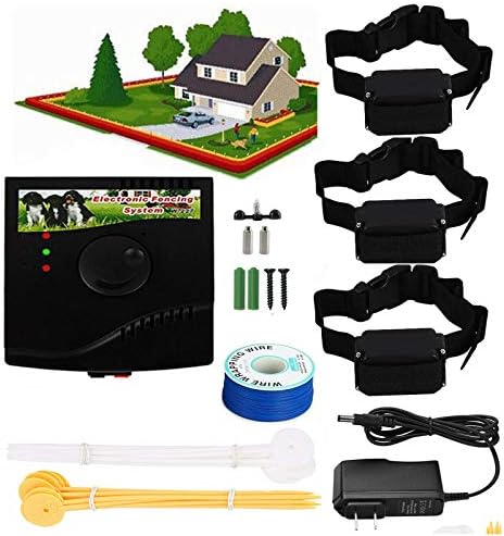 In-Ground Electric Dog Fence, Pet Containment System Waterproof Training Collar Receivers with 300m Underground Boundary Wire, Shock Tone Correction for Small Medium Large Dogs,for3dogs