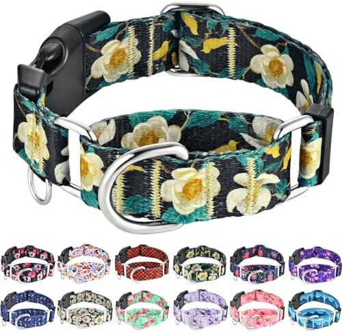 Martingale Collar for Dogs with Buckle No Pull, Golden Floral, S
