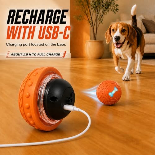 Smart Interactive Dog Toy, Automatic Moving, Bouncing, and Rotating, TPU Material, IPX7 Waterproof Rating, Active Rolling Ball for Puppy, Medium and Large Dogs