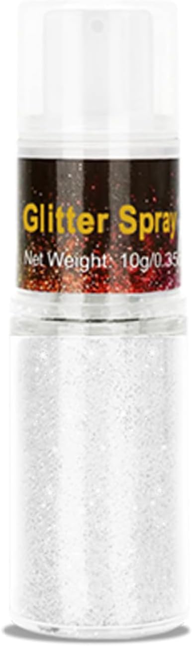 Go Ho Hair and Body Glitter Spray,White Glitter Spray Dry Powder Makeup for Clothes,Festival Loose Sparkle Powder,Holographic Ultra Fine Resin Glitters for Crafts,10g