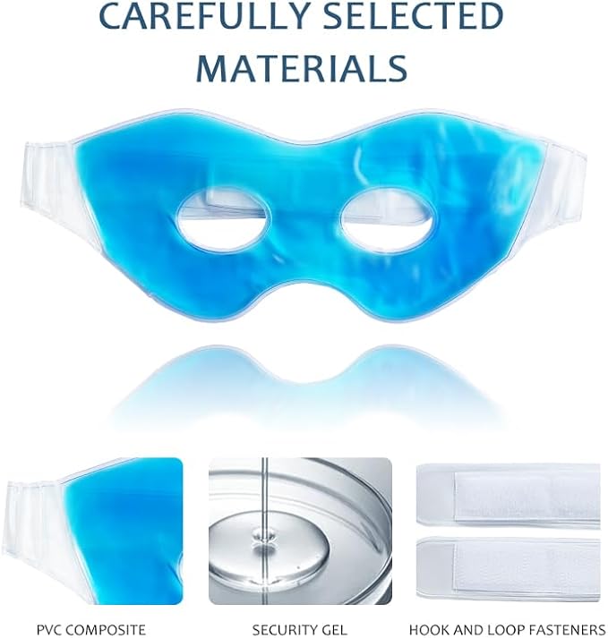 Reusable Cooling Eye Mask for Puffiness & Swelling Migraines 2PCS Gel Frozen Eye Mask for Dark Circles Dry Eyes Hot Cold Compress Ice Pack for Headache Relief