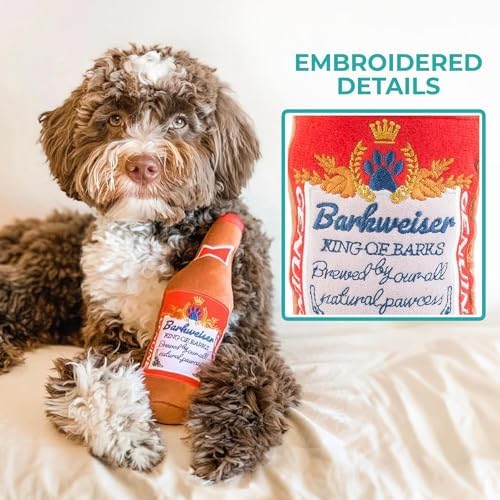 Haute Diggity Dog Barkweiser Beer Bottle Plush Dog Toy, Drink Parody Toy