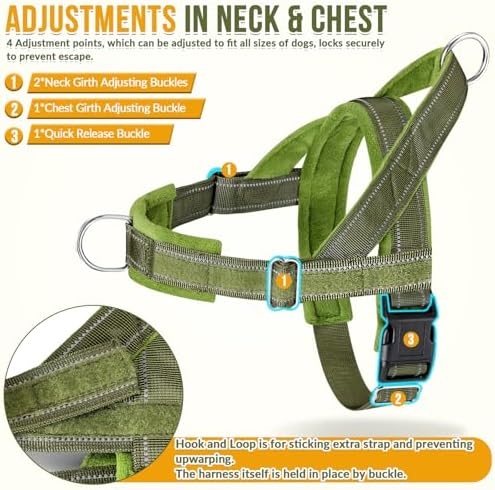 Lukovee No Pull Dog Harness and Leash Set, Soft Padded for Large Medium Dog