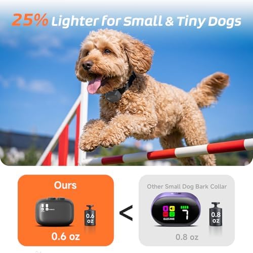 Tiny Bark Collar for Small Dogs 5-15lbs, Only 1.4 * 1 in & 0.6oz, No Shock Anti Barking Collar with Vibration & Beep, Extra Small &Rechargeable Dog Training Collar, 5 Sensitivity Levels (Matte Black)