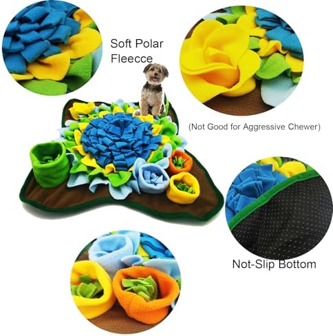 Dogs Snuffle Mat Pet Feeding Mats Puppy Sniffing Pad ,Cat Doggies Interactive Puzzle Toys for Multiple Breeds Encourages Natural Foraging Skills,Training and Stress Release (Blue-01)