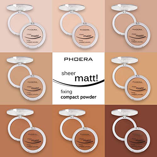 2 Pack PHOERA Matte Face Powder, Control Oil Brighten Skin Color Cover Blemish Makeup Face Setting Setting Powder Foundation。 (202- Natural Beig)