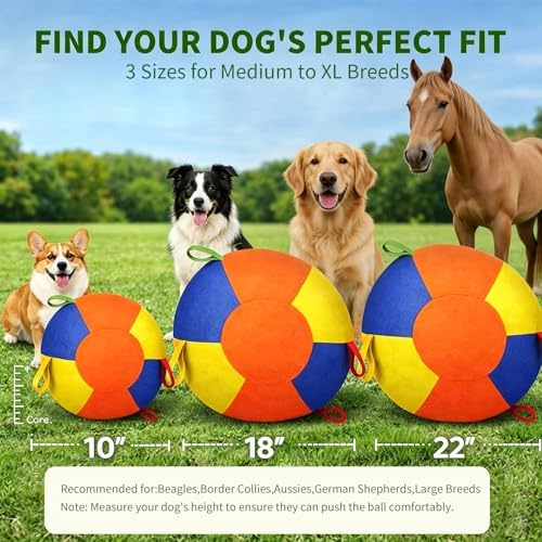 Herding Ball for Dogs,18 Inch Calming Jumbo Ball for Dogs,Durable Tear-Resistant Inflatable Big Ball with Pump,Durable Training Ball for Australian Shepherd, Border Collie, Large Breed
