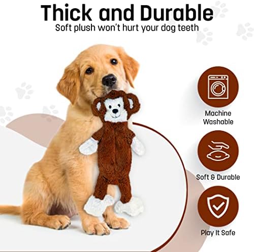 FGA MARKETPLACE Monkey-Fox Flat NO Stuffing NO Squeak Plush Dog Toy, Funny Style Will Entertain Your Pet for Hours, Recommended for Small and Medium Dog 21 INCH Long