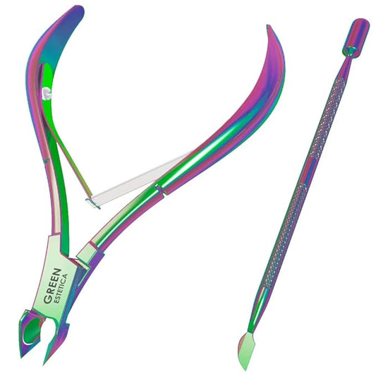 Professional Cuticle Trimmer with Cuticle Pusher Nail Cuticle Remover Nipper Silver Stainless Steel Sharp Blades Manicure Tools with Double Spring Nail Care Pedicure Nail Tools (Multi-Colored)