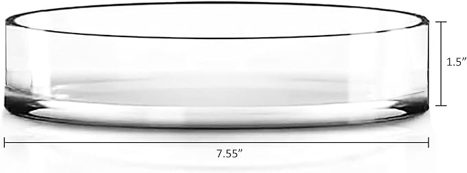 CYS Excel Clear Wide Glass Cylinder Vase (H:1.5" D:7.5") Flower Vase Centerpieces Hurricane Floating Pillar Candle Holder Terrarium Planter