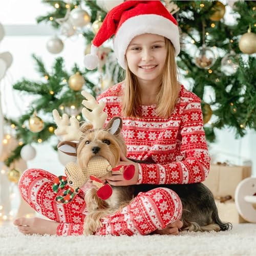 Christmas Squeaker Dog Toys Interactive Durable Dog Chew Toys Reindeer Plush Toy for Puppy Small Dogs Medium Dogs and Large Dogs Birthday