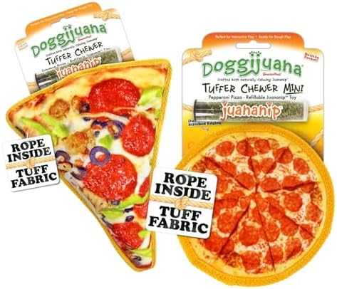 Doggijuana Supreme & Pepperoni Pizza Dog Toy Bundle | 2 Pack, Squeaky