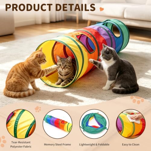 iCAGY Cat Tunnel for Indoor Cats Kittens Rabbits, Foldable Tunnel Toys