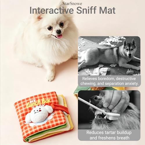 StarSnowe×Cute Dog Enrichment Toys,Squeaky Snuffle Book Series,Interactive Sniff Mat for Mental Stimulation & Slow Feeding,Treat Puzzle Toys for Puppy,Crinkle Gifts (Green - Christmas)