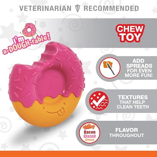 Nylabone Power Chew Donut Dog Chew Toy, Bacon Glazed Flavor, Medium