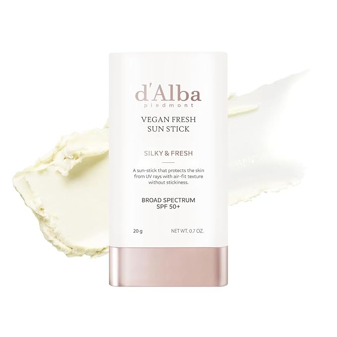 d'alba Piedmont Air Fit Fresh Sun Stick, OTC BROAD SPECTRUM SPF 50+, Non-Sticky On-the-Go Sun Protection, Outdoor Essential Vegan NEW Type Sun Stick, Silky & Fresh, Korean Skin Care (0.7 Oz.)