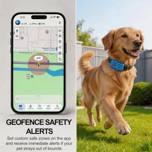 GPS Tracker for Dogs, Real-Time Location Update