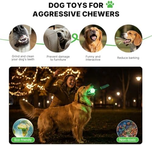 Knot Rope Dog Chew Toys, Glow in the Dark Dog Tug Toy with queaky Ball
