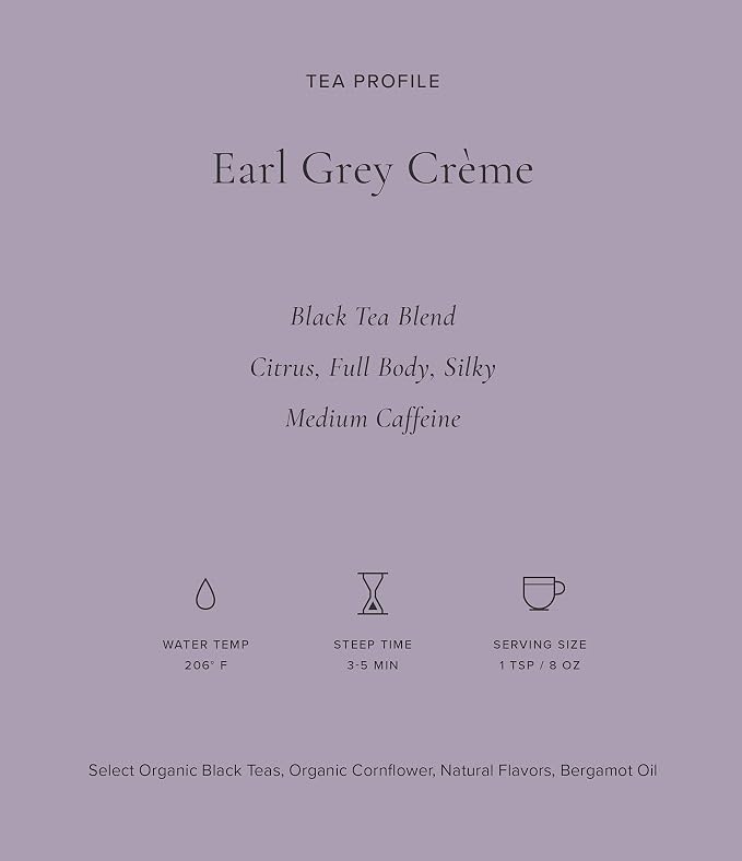 Art of Tea Earl Grey Creme 2.5oz Loose Leaf Tea in Reusable Tin, Premium Black Tea with Bergamot & Vanilla Cream Flavor, Smooth Caffeinated London Fog Tea, Gourmet Loose Tea