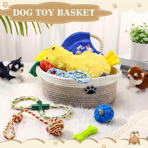 Zopeal Dog Toy Gift Basket Set for Puppy Birthday, Khaki