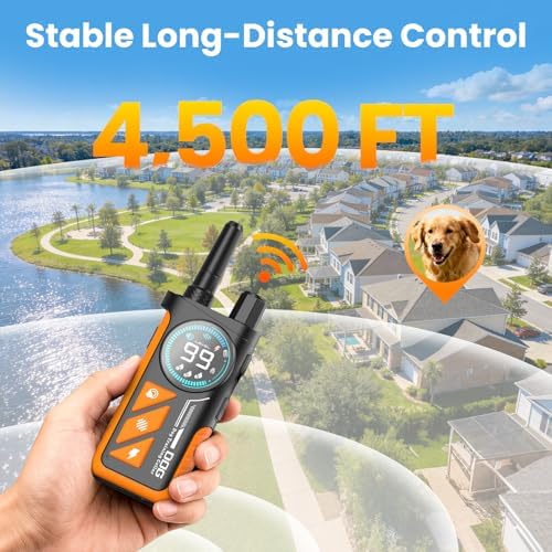 2 in 1 Dog Bark and Shock Collar - 4500FT Bark Collar with Remote Control, Anti Bark and 3 Training Modes (Tone, Vibration, Safe Shock), IP67 Waterproof, Portable Training Collar for 5-120lbs Dogs