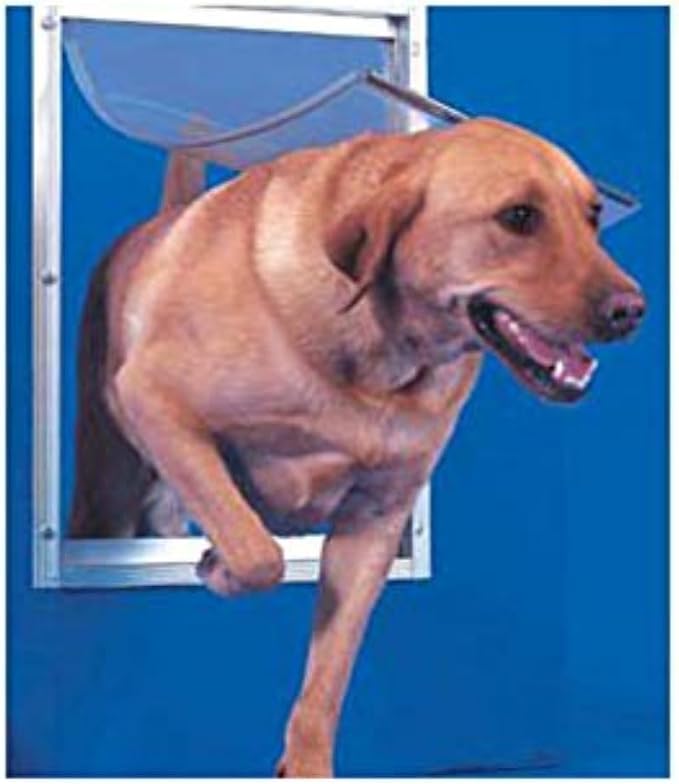 Ideal Pet Products Deluxe Aluminum Pet Door | Telescoping Frame, Extra Large, 10.5" x 15" Flap Size, White