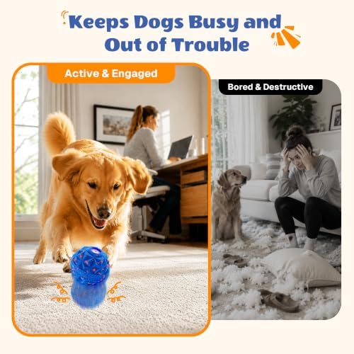 Interactive Dog Ball, Automatic Rolling and Bouncing Toys, Blue