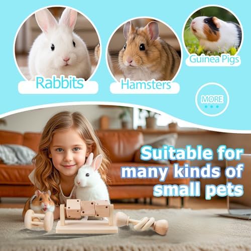 AOWPFVV Wooden Hamster Toys,Safe Rabbit Toys for Guinea Pigs