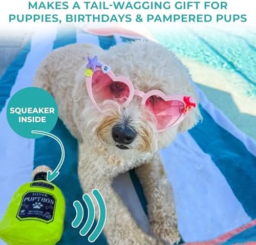 Haute Diggity Dog Puptron Tequila Plush Dog Toy, Drink Parody Chew Toys