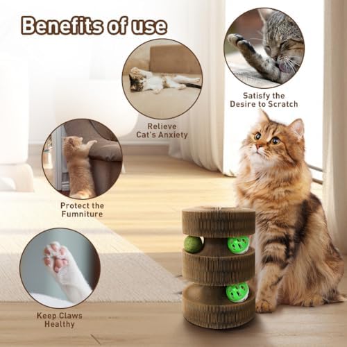 Cat Scratcher, Magic Organ Cat Scratching Board, Reversible Interactive Toys Scratching, Cardboard, Kitten Scratcher Pads with Catnip Ball(1PC)